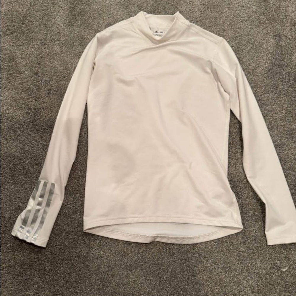 Adidas Dry fit compression mock neck Long Sleeve Shirt with Silver Stripes